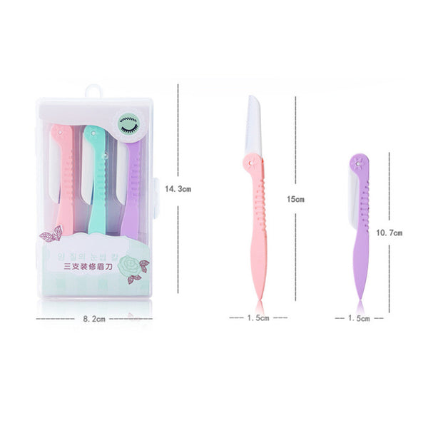 3x Eyebrow Razor Trimmer Facial Shape Grooming Hair Blade Beauty Cutting T AIS