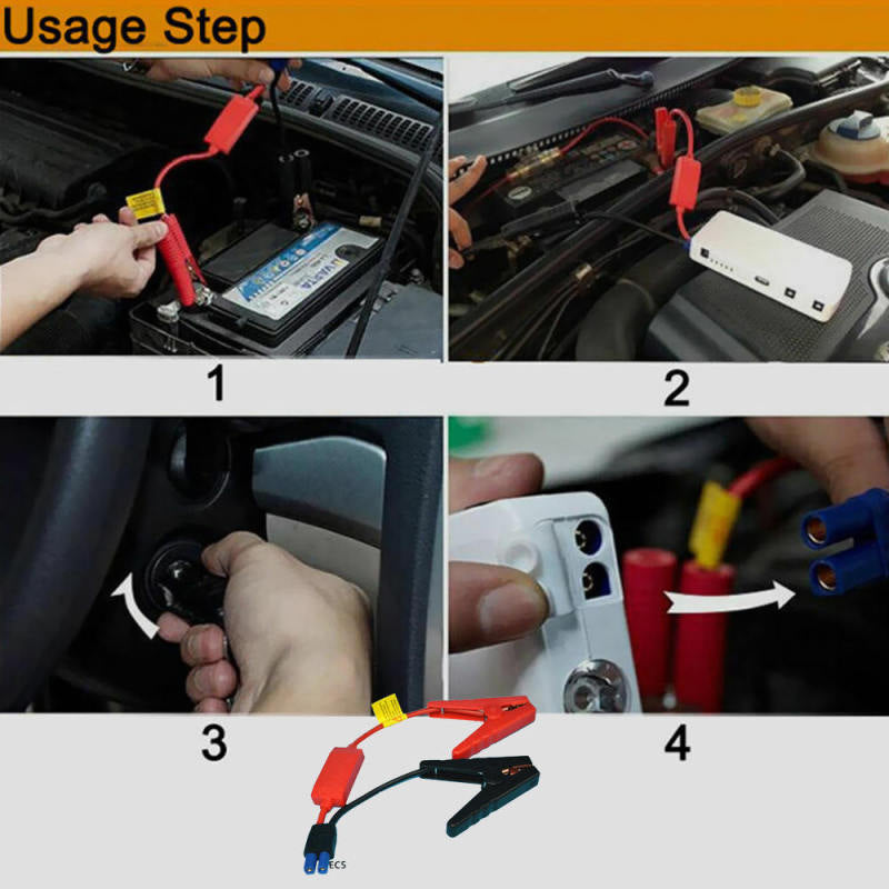 Car Jump Starter Connector Emergency Lead Cable Battery Alligator Clamp New