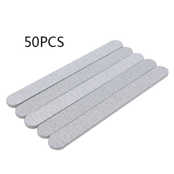 50 x Nail Files 100/180 Grey Round Double Side Grit Nail Art Tools Manicure BLN