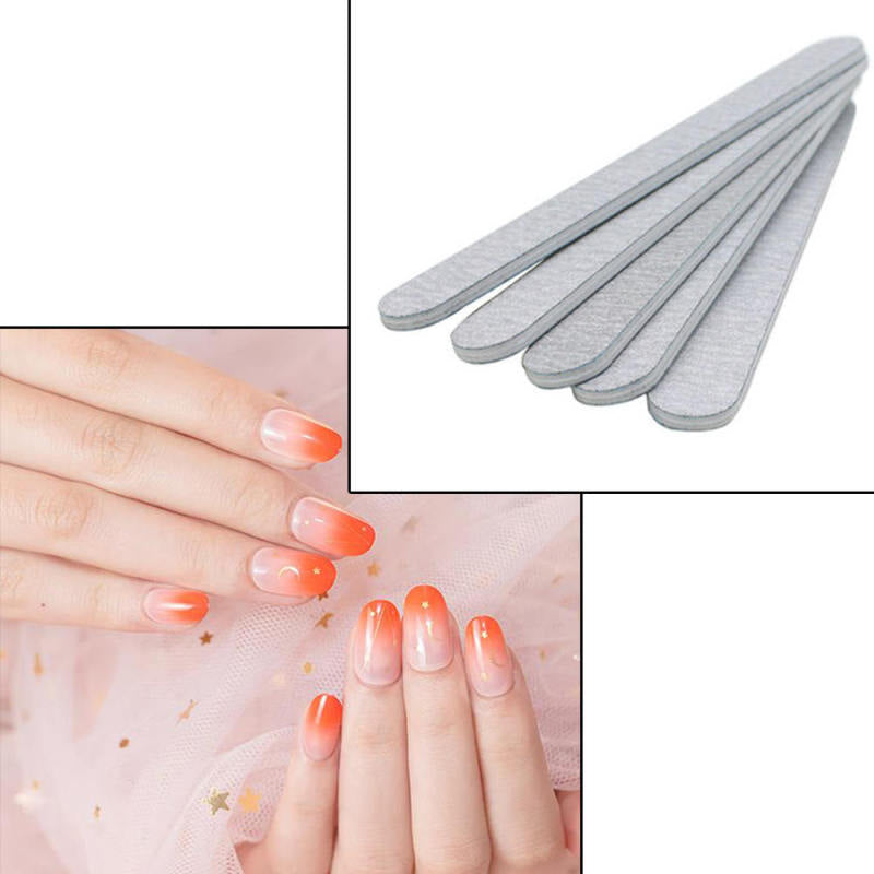 50 x Nail Files 100/180 Grey Round Double Side Grit Nail Art Tools Manicure