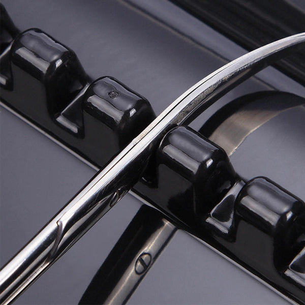 Hair Scissors Holder Rack Salon Barber Shears Stand Storage Tray Case Black gfd