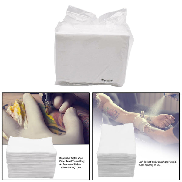 50pcs Disposable Tattoo Wipe Paper Towel Tissue Body Art Permanent Tatt TPF