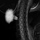 1pc Car Steering Wheel Cover Leather DIY Black & Black Thread 38cm Uni HAW