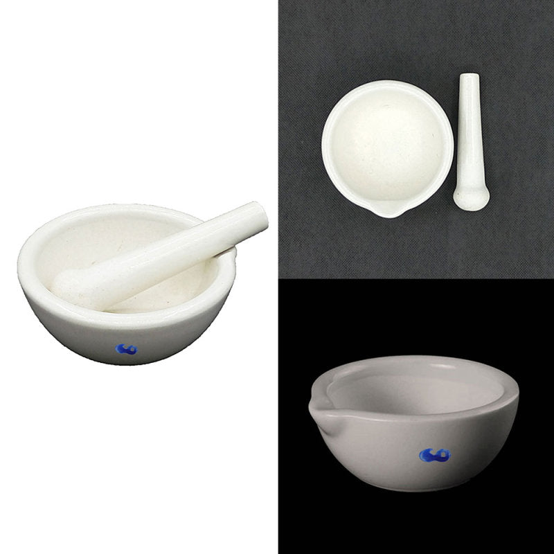 1 Set White Topping Actual Porcelain Mortar+Pestle Mixing Grinding Bowl DIY Tool