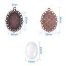 30Pcs Oval Pendant Trays Bezel with Dome Glass Cabochon for DIY Jewelry  VTU