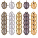 30Pcs Oval Pendant Trays Bezel with Dome Glass Cabochon for DIY Jewelry  VTU