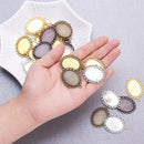 30Pcs Oval Pendant Trays Bezel with Dome Glass Cabochon for DIY Jewelry Making