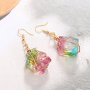 Woman Rainbow Natural Stone Rope Wrapped Quartz Pendant Dangling Hook Ea FZT