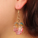 Woman Rainbow Natural Stone Rope Wrapped Quartz Pendant Dangling Hook Ea FZT