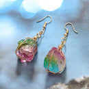 Woman Rainbow Natural Stone Rope Wrapped Quartz Pendant Dangling Hook Ea FZT