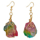 Woman Rainbow Natural Stone Rope Wrapped Quartz Pendant Dangling Hook Ea FZT