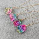 Rainbow Stone Natural Crystal Chakra Rock Chain Quartz Pendant Necklace J OQU