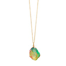 Rainbow Stone Natural Crystal Chakra Rock Chain Quartz Pendant Necklace J OQU