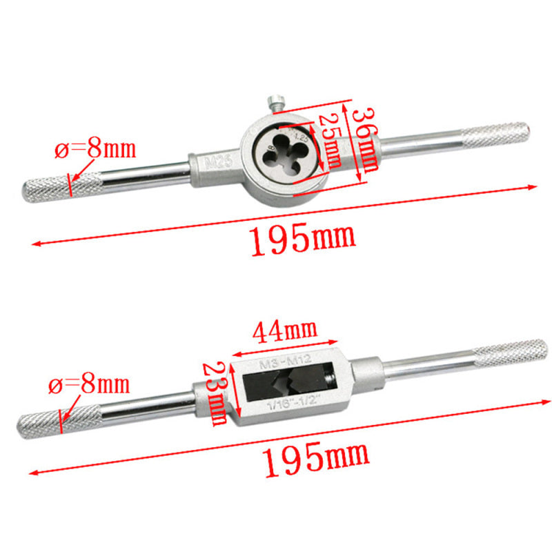 12x Adjustable Metric Tap Die Set Tapping Wrench Hand Threading Kit with C UWY