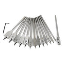 15pcs Full Steel Hex Shank Spade Flat Wood Drill Bit Set for Metal 6-25 ZEY