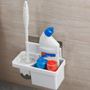 Wall Mounted Toilet Brush Holder Set Bathroom Cleaning Kit w/ Storage Rack nev