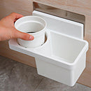 Wall Mounted Toilet Brush Holder Set Bathroom Cleaning Kit w/ Storage Rack nev