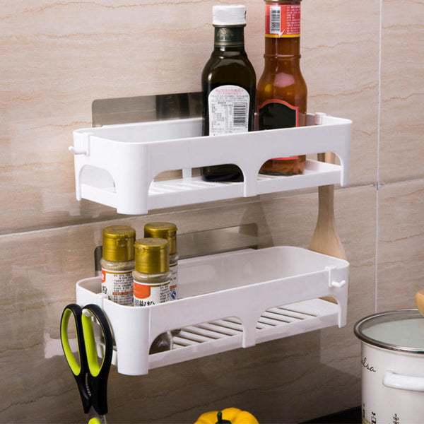 Bathroom Shelf With Suction Rack Shower Wall Organizer Storage Kitchen Rack YM