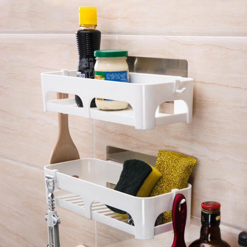 Bathroom Shelf With Suction Rack Shower Wall Organizer Storage Kitchen Rack YM