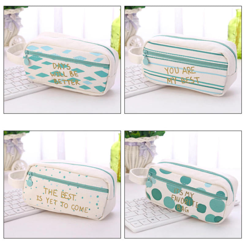 Function School Pencil Case & Bags Large Capacity Canvas Bag Pen Zipper KMM
