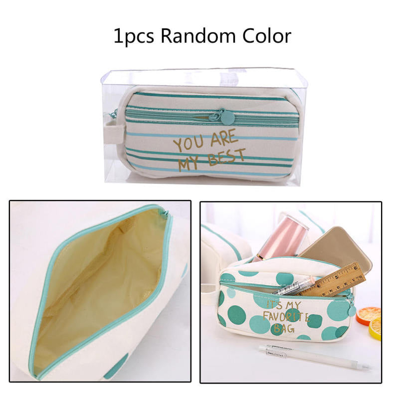 Function School Pencil Case & Bags Large Capacity Canvas Bag Pen Zipper KMM