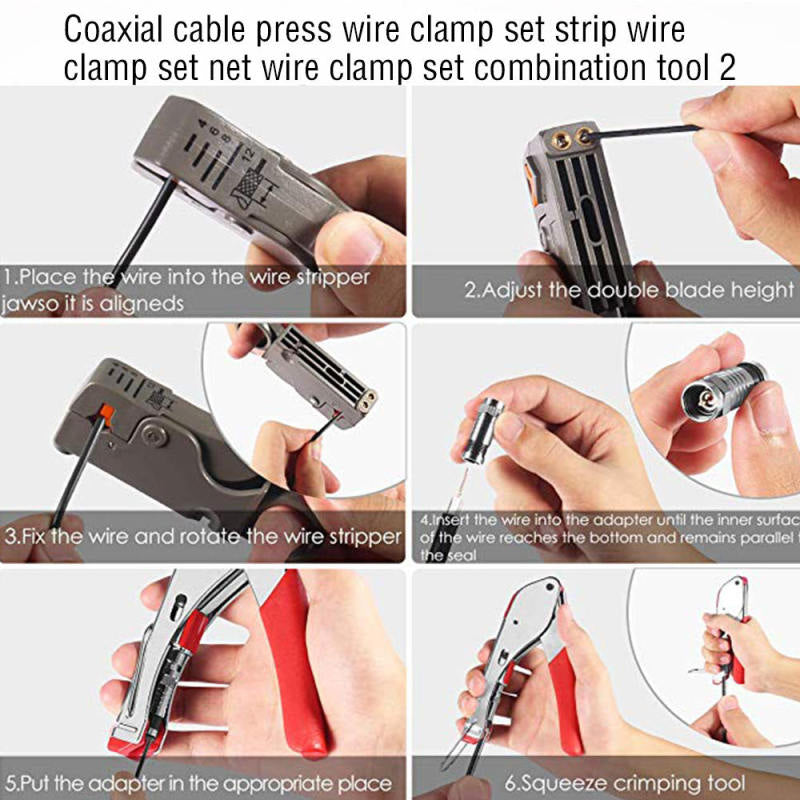 Coaxial Compression Connector Stripper Crimper Tool For RG6 RG59 Coax C PPO