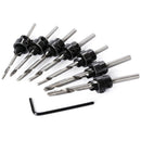 8x Woodworking Tapered Drill Countersink Bit Screw Set Collar Wood Polish BMT