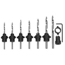 8x Woodworking Tapered Drill Countersink Bit Screw Set Collar Wood Polish BMT
