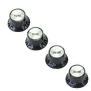 4pcs Black Top Hat Guitar Speed Bell Knob Volume Tone Control Knob Whit