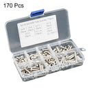 170pcs M4 Stainless Steel Screws Countersunk Head Screw Hexagonal Nuts Set HSI