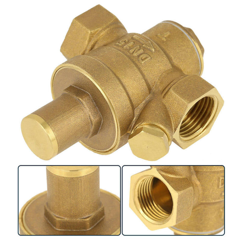 1Pcs Adjustable Brass Water Pressure Reducing Valve Regulator Reducer 1/2 VFI
