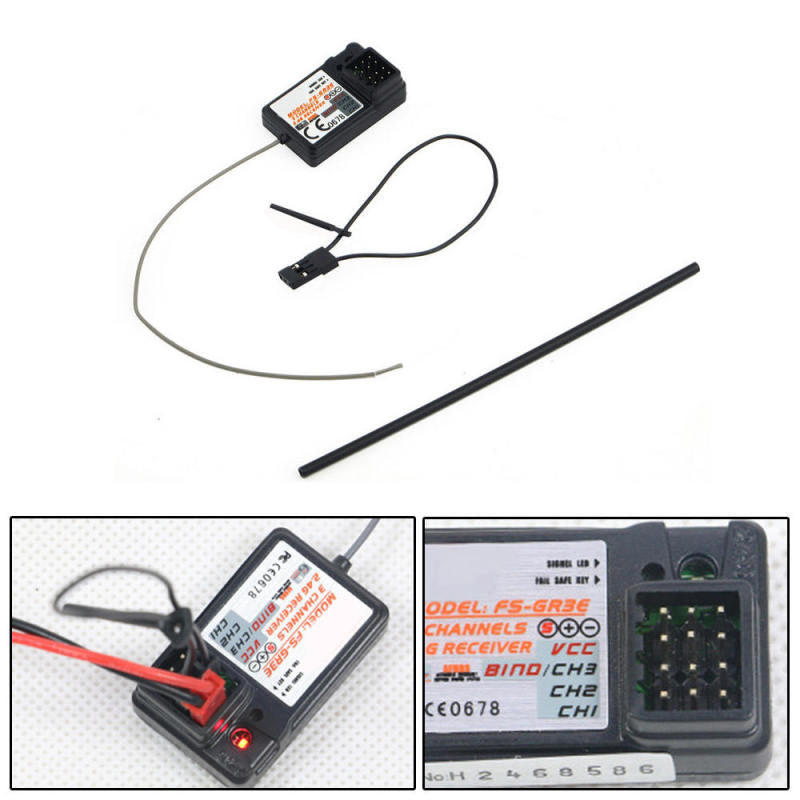 FlySky FS-GR3E 2.4G 3CH Receiver RC Radio System Durable For Transmitt RLL