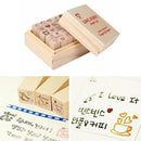 25Pcs/Set Lovely Diary Pattern Seal Stamp Wooden Box multipurpose Wood Rubbe