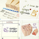 25Pcs/Set Lovely Diary Pattern Seal Stamp Wooden Box multipurpose Wood Rubbe