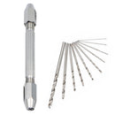 11Pcs Double Mouth Handheld Hand Drill Bit Pin Vice Chuck Twist Drill Bits Tool