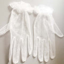 2 Pairs Short Wedding Gloves Bride Beaded Lace Formal Evening Party Prom  ZEF