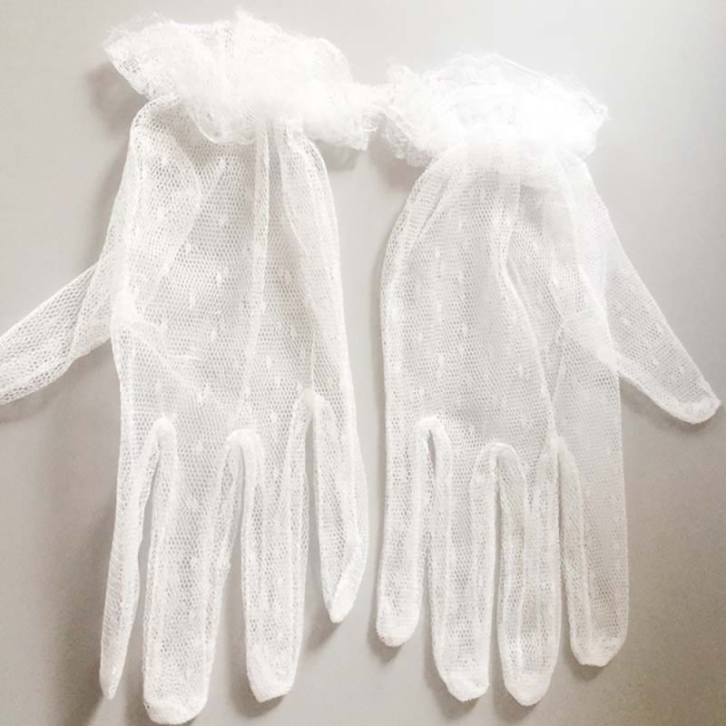 2 Pairs Short Wedding Gloves Bride Beaded Lace Formal Evening Party Prom  ZEF