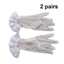 2 Pairs Short Wedding Gloves Bride Beaded Lace Formal Evening Party Prom  ZEF