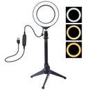 4.6 inch 3 Modes USB Dimmable LED Ring Vlog Video Lights + Desktop Tripod  ZEL