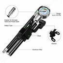 Bicycle Pump With Gauge High Pressure Meter Shock Hand Bike Air Inflator Alloy