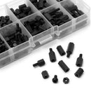 180* Black Nylon M3 Hex Column Male-Female Standoff Spacers Screw Nut Kit Box df