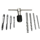9pcs M3-M6 Tap Drill Set T Handle Ratchet Tap Wrench Machinist Tool With Screw