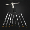 9pcs M3-M6 Tap Drill Set T Handle Ratchet Tap Wrench Machinist Tool With TBC