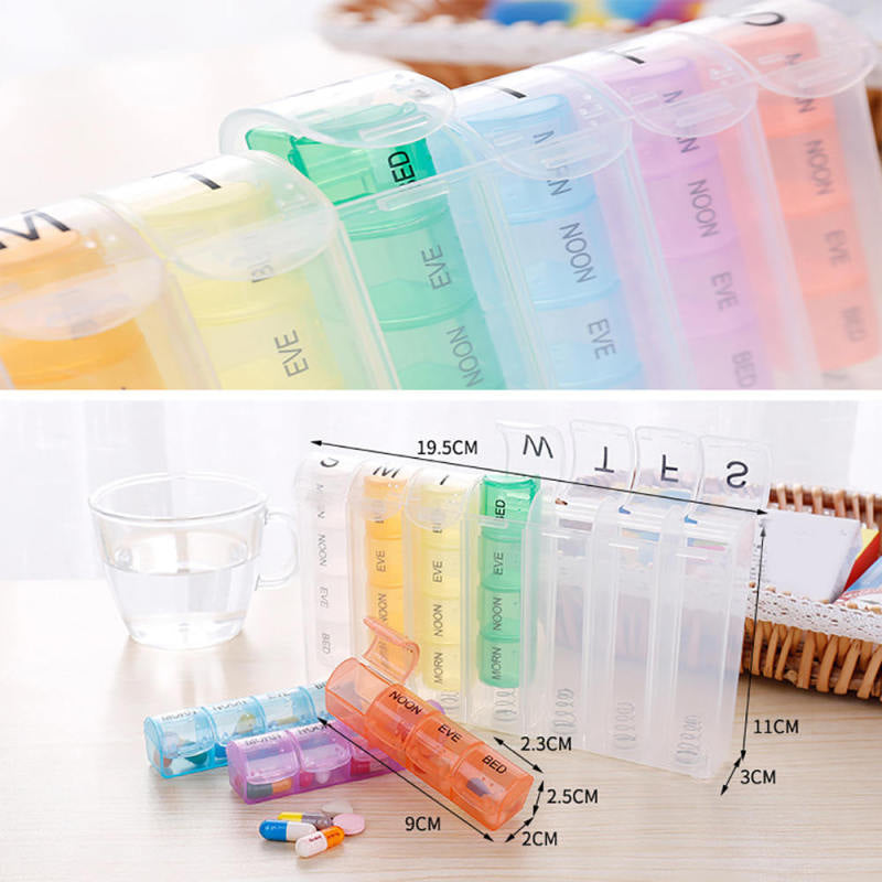 7 Day Weekly Medicine Organizer 28 Slot Pill Dispenser Tablet Storage