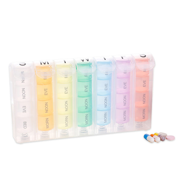7 Day Weekly Medicine Organizer 28 Slot Pill Dispenser Tablet Storage