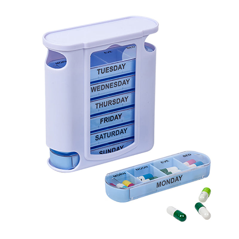 28 Compartment Pill Box 7 Day Weekly Medicine Storage Organizer Containe AEM