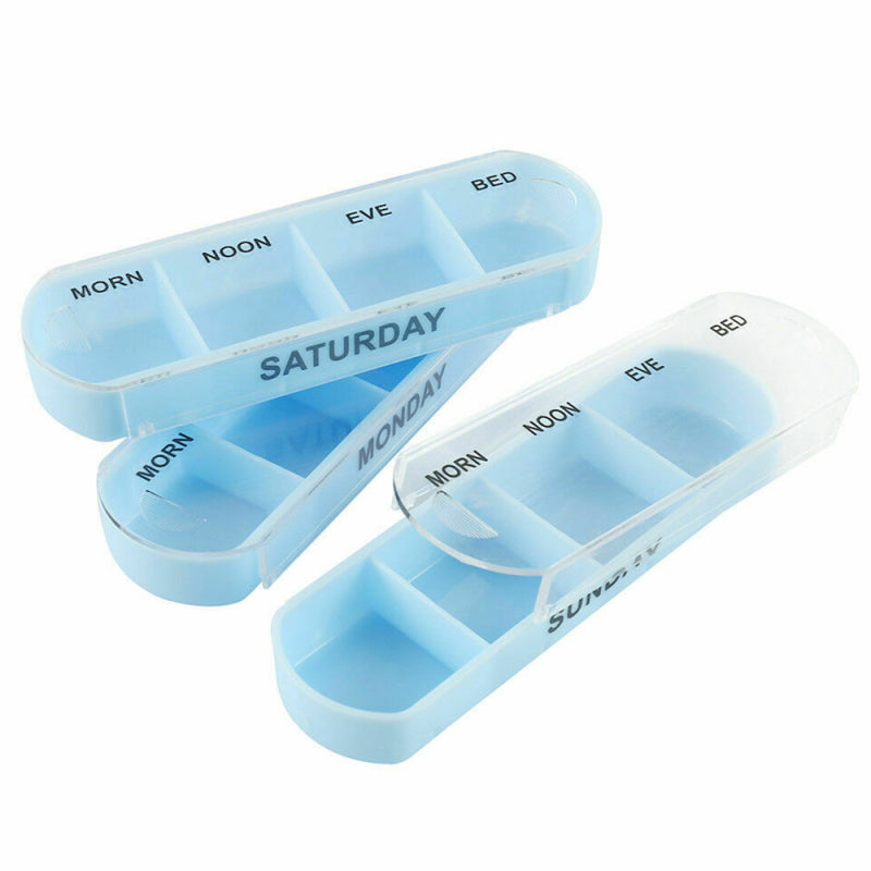 28 Compartment Pill Box 7 Day Weekly Medicine Storage Organizer Containe AEM