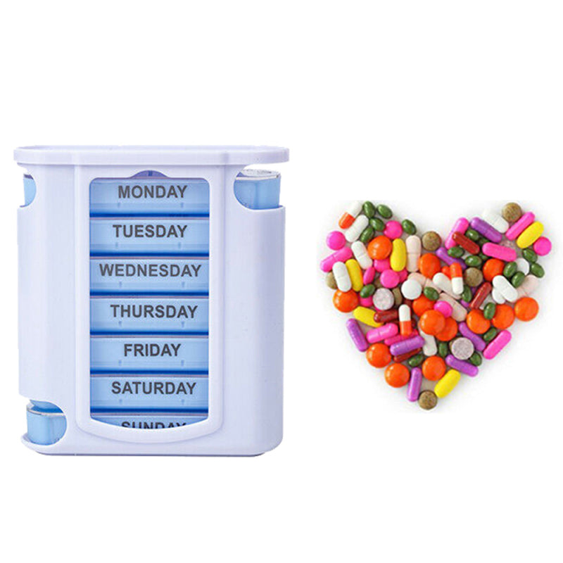 28 Compartment Pill Box 7 Day Weekly Medicine Storage Organizer Containe AEM