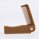 Anti-Static Sandalwood Wooden Folding Beard Mustache Comb Hair Brush Wide Tooth