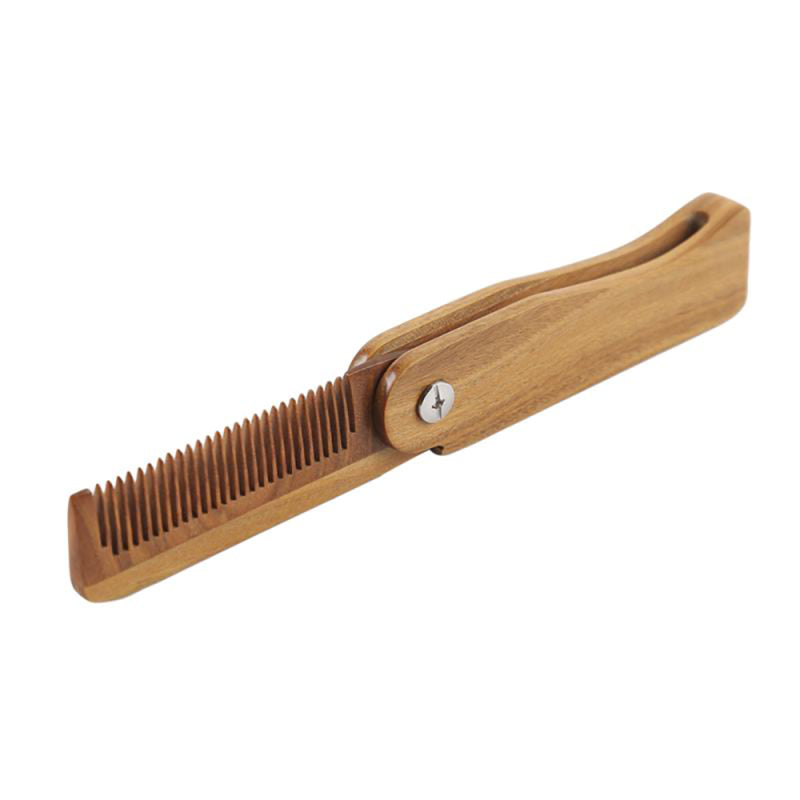 Sandalwood Wooden Folding Beard Mustache Comb Hair Brush Wide Tooth Anti- GLW